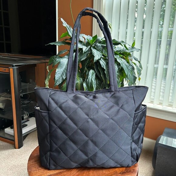 New QUILTED TOTE BAG CARRYALL Black 👜 - Picture 2 of 7